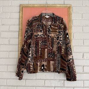 Vintage Teddi Women's Animal Print Multicolor Patterned Bomber Jacket